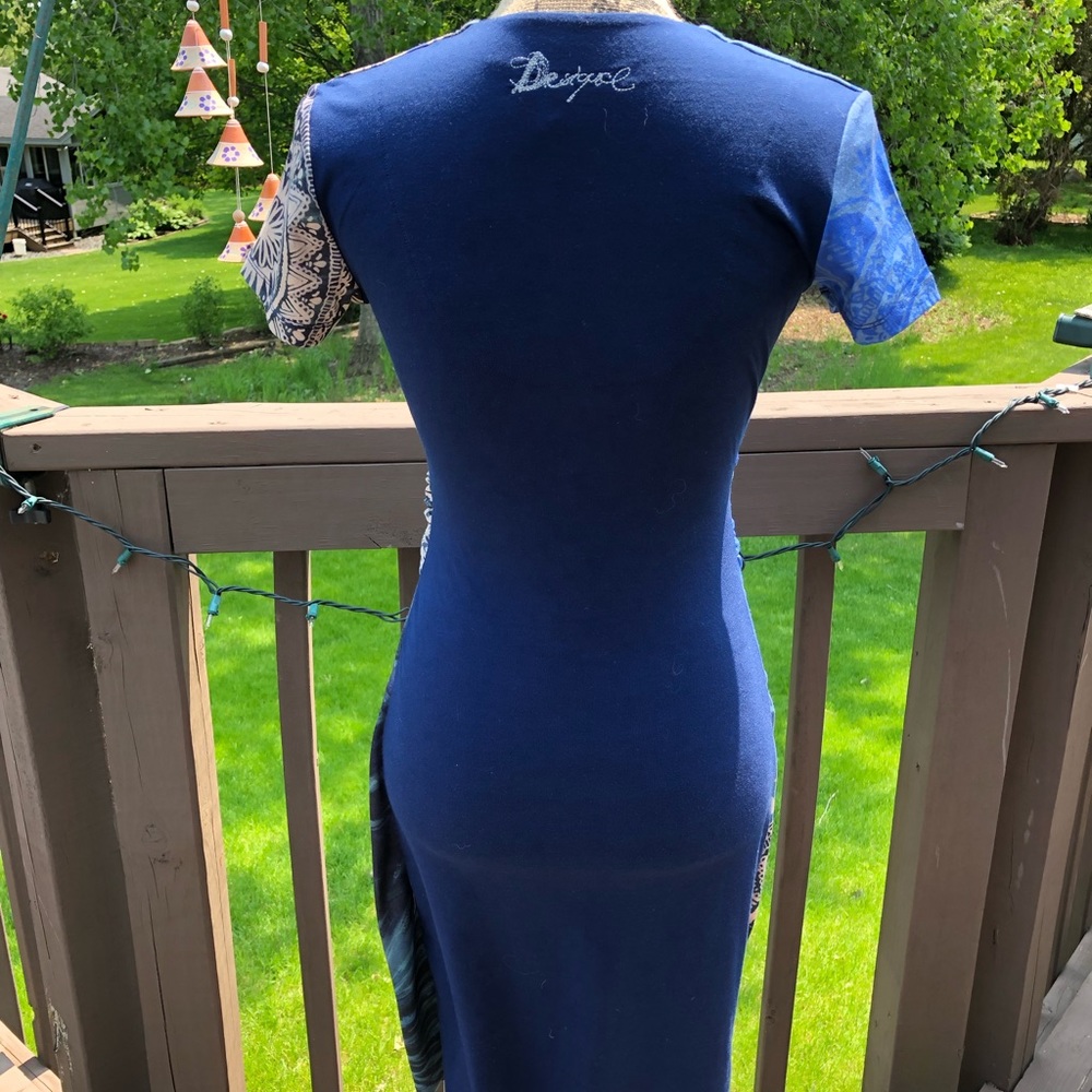 Desigual Blue and Tan Faux Wrap Dress - Picture 5 of 8